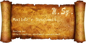Mallár Szulamit névjegykártya